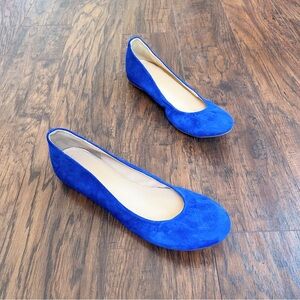 J Crew • Cece Suede Ballet Flat cobalt blue Bluebird suede round toe 46198